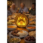 Hoşgeldin Ramazan Duvar ve Masa Işığı Süsü Gold Işıklı Feneri Dekoratif Mumluk Cami Asma Şamdan