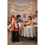 Ramazan Davulcusu Folyo Balon 118x76 Cm Dev Boy Ayakta Durabilen Ramazan Bayramı Süsü Dini Süslemesi