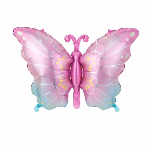 Pembe Kelebek Şekilli Folyo Balon, Doğum Günü Parti Süsleme Dekor Balonu 79x53cm