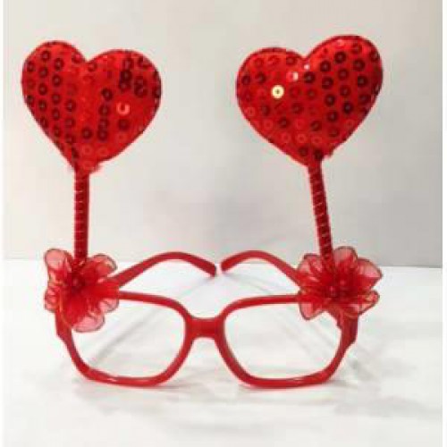 1 Ad Kırmızı Kalpli Gözlük, Pullu Çılgın Doğum Günü Parti Gözlüğü - Parti Dolabı