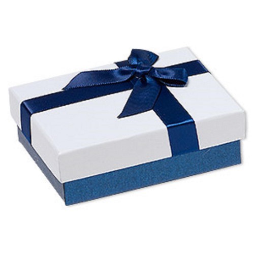 1 Ad Mavi Beyaz Dikdörtgen Hediye Kutusu,Küçük Boy, 14x23x11cm - Parti Dolabı