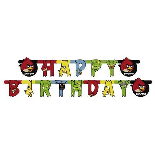 1 Adet 1.8 m Angry Birds Happy Birthday Yazı, Asmalı Duvar Süsü - Parti Dolabı