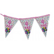 1 Adet 10 Bayraklı 4 Yaş Bayrak Flama Pembe Kız 2. 2 Metre Doğum Günü