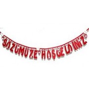 1 Adet 1mt Boyutunda Sözümüze Hoşgeldiniz Kırmızı Keçe Yazı 