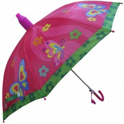1 Adet 8 Telli Pembe Kelebekler Temalı Bardaklı Çocuk Şemsiyesi
