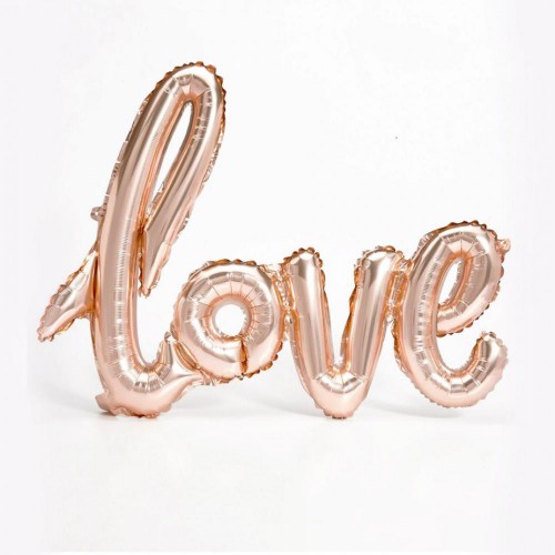 1 Adet Bakır-Gold Rose Love İmzalı Folyo Balon 70cm x 36cm