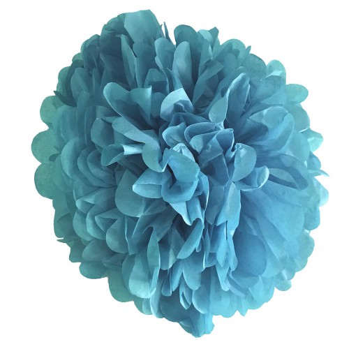 1 Adet Açık Mavi Ponpon Gramafon Çiçek Kağıt Doğum Günü Parti Süs