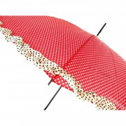 1 Adet Beyaz Puantiyeli Kırmızı Bayan Şemsiye