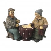 1 Adet Dama Oynayan Nine-Dede Ahşap Görünümlü Ev Hediyesi İlginç Güzel Biblo