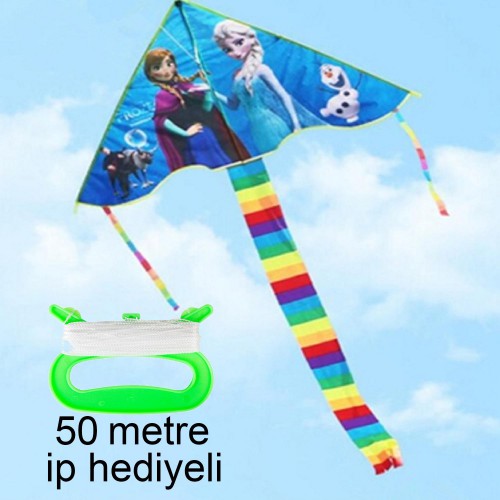 1 Adet Elsa Frozen Karlar Ülkesi Çocuk Uçurtma + 50 Metre İp