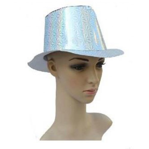 1 Adet Gri (Gümüş) Holografik Parlak Karton Şapka Parti Malzemesi - Parti Dolabı