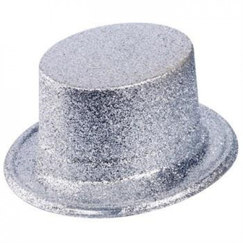1 Ad Gümüş Gri Simli Plastik Parti Şapkası Yılbaşı Doğum Günü vb. - Parti Dolabı