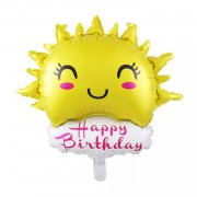 1 Adet Güneş Ve Happy Birthday Bulut Folyo Balon 70cm