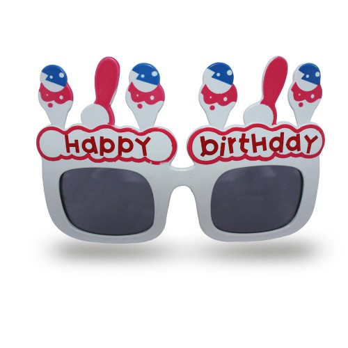 1 Adet Happy Birthday Yazılı Beyaz Parti Gözlüğü - Parti Dolabı