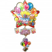 1 Adet İyiki Doğdun Yazılı 3D Pasta ve Balon Süslemeli Duvar Yazısı