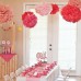 1 Adet Kırmızı Ponpon Gramafon Çiçek Kağıt Doğum Günü Parti Süsü