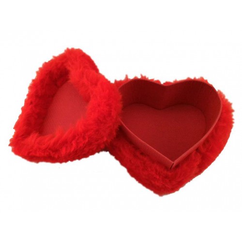 1 Adet Kırmızı Tüylü Kalp Kutu 10cmX8cm Evlilik Teklifi - Parti Dolabı