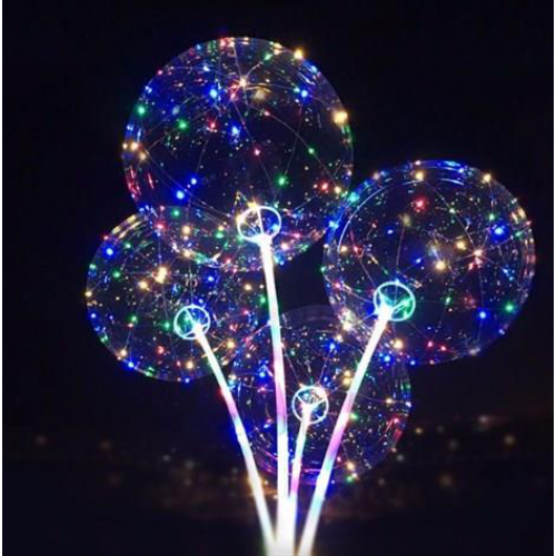 1 Adet Ledli Işıklı Balon, Düğmeli Çubuklu Balon Set - Parti Dolabı