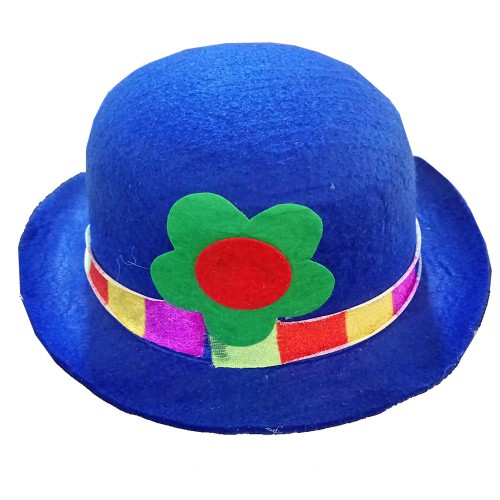 1 Adet Mavi Palyaço Şapkası, Keçe Melon Şapka - Parti Dolabı