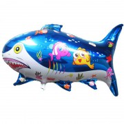 1 Adet Mavi Köpek Balığı Folyo Şekilli Uçan Balon 70cm x 50cm 