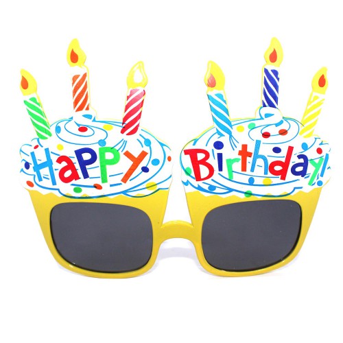 1 Adet Happy Birthday Yazılı Mum Desenli Sarı Renk Parti Gözlüğü - Parti Dolabı