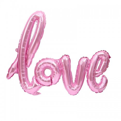 1 Adet Pembe Love İmzalı Folyo Balon 70cm x 36cm