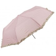 1 Adet Kahverengi Puantiyeli  Pembe  Bayan Şemsiye