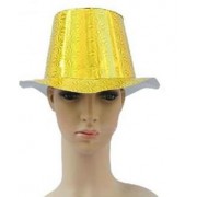 1 Adet Sarı Holografik Parlak Karton Şapka Parti Malzemesi