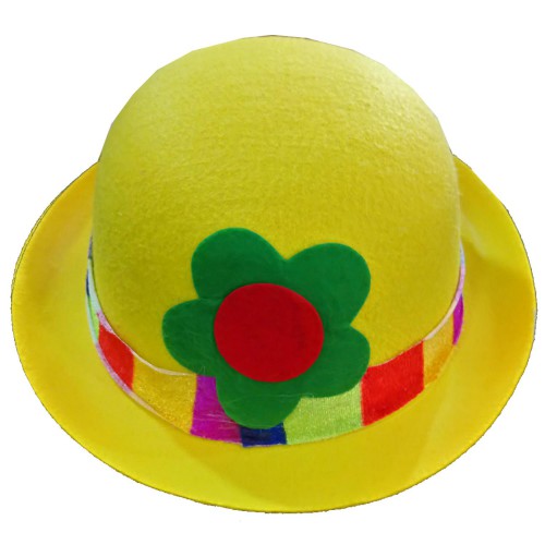 1 Adet Sarı Palyaço Şapkası, Keçe Melon Şapka