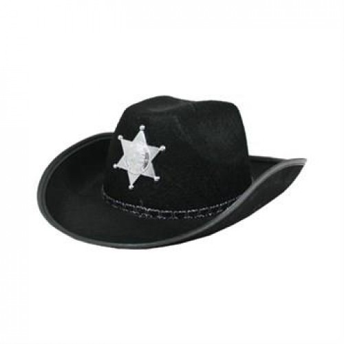 1 Adet Siyah Çocuk Kovboy Şerif Şapkası, Kostüm Partisi Sheriff - Parti Dolabı