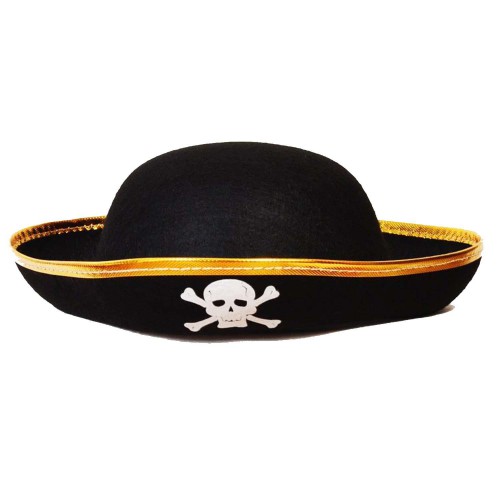 1 Adet Siyah Keçeden Korsan Şapka, Temalı Parti Ürünleri - Parti Dolabı