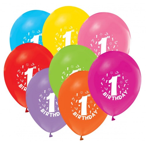 1 Yaş 16lı Baskılı Balon Karışık Renkli Doğum Günü Yazılı Balon