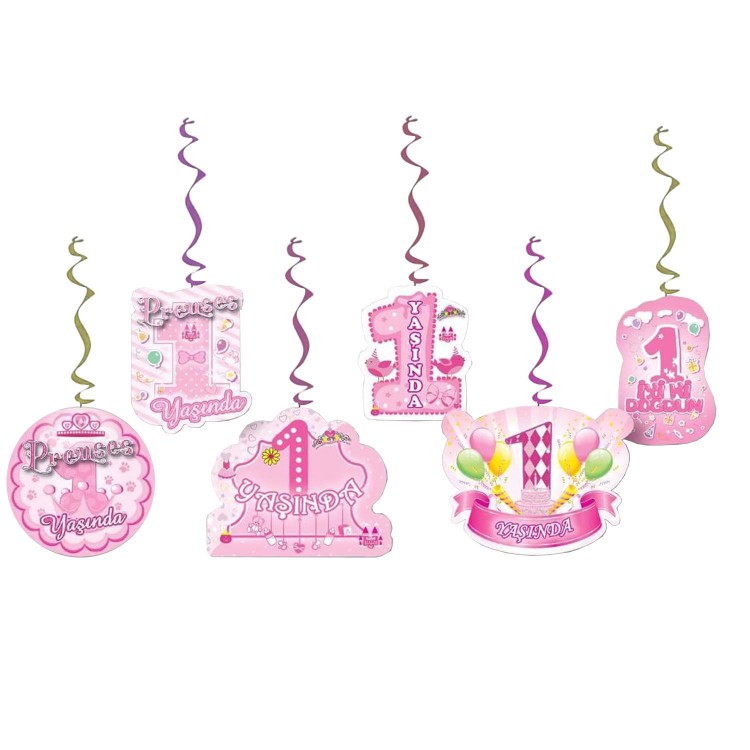 1 Yaş Kız Bebek Doğum Günü Konsepti Süsleri Paketi