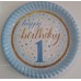 1 Yaş Mavi 8 Adet Yıldızlı Happy Birthday Tabak Parti Tabağı
