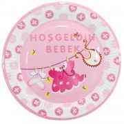 10 Adet Baby Shower Tabağı, Pembe Hoşgeldin Bebek Tabak