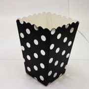 10 Adet Gümüş Gri Puantiyeli Siyah Mısır İkram Kutusu, Benekli 