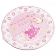 10 Adet Hoşgeldin Bebek Tabak Pembe Kız Doğum Odası