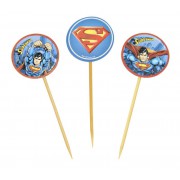 10 Adet Lisanslı Superman Kürdan, Süpermen Cupcake Kek Kürdanları