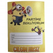 10 Adet Minion, Minyon, Minions Partime Bekliyorum Davetiye