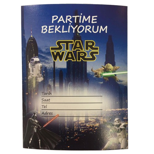 10 Adet Star Wars Partime Bekliyorum Davetiye Erkek Doğum Günü - Parti Dolabı