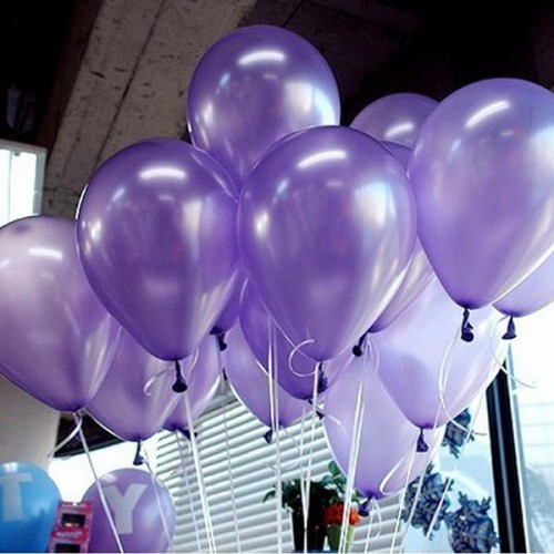 100 lü Adet Metalik Parlak Sedefli Lateks Açık Mor Renkli Balon