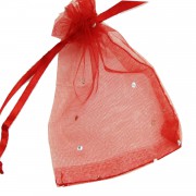 100 Adet Kırmızı Pullu Tül Kına ve Çerez Kesesi, Kuruyemiş Kesesi