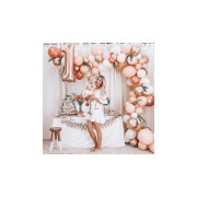 100 Adet Metalik Balon Ve Balon Zinciri (krom Gümüş, Rose Gold, Beyaz, Pembe) Konsept Parti Seti