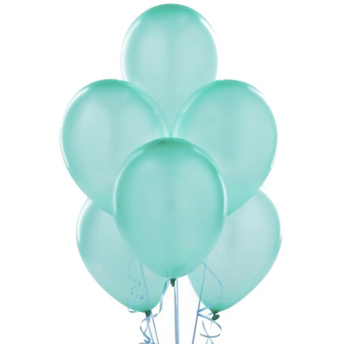 100 Adet Metalik Parlak Mint Yeşili Turkuaz Helyumla Uçan Balon