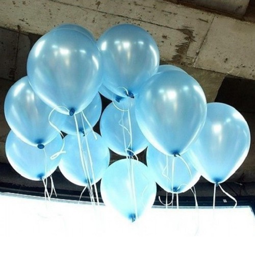 100 lü Adet Metalik Parlak Sedefli Lateks Açık Mavi Renkli Balon