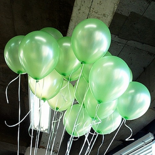 100 lü Adet Metalik Parlak Sedefli Lateks Açık Yeşil Renkli Balon