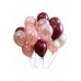 100 Adet Rose Gold- Gümüş - Bordo Metalik Balon 3'Lü Renk  - 12 İnç