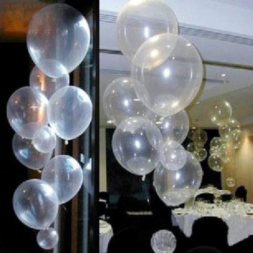 100 Adet Şeffaf Büyük Balon, 12 inc Transparan Helyumla Uçan - Parti Dolabı