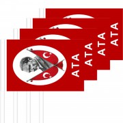 100 Adet Sopalı Atatürklü Türk Bayrağı Çubuklu El Kağıdı 23 Nisan