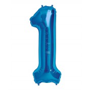 100 cm Mavi 1 Rakam Folyo Balonu, Sayı Büyük Boy Helyumla Uçan